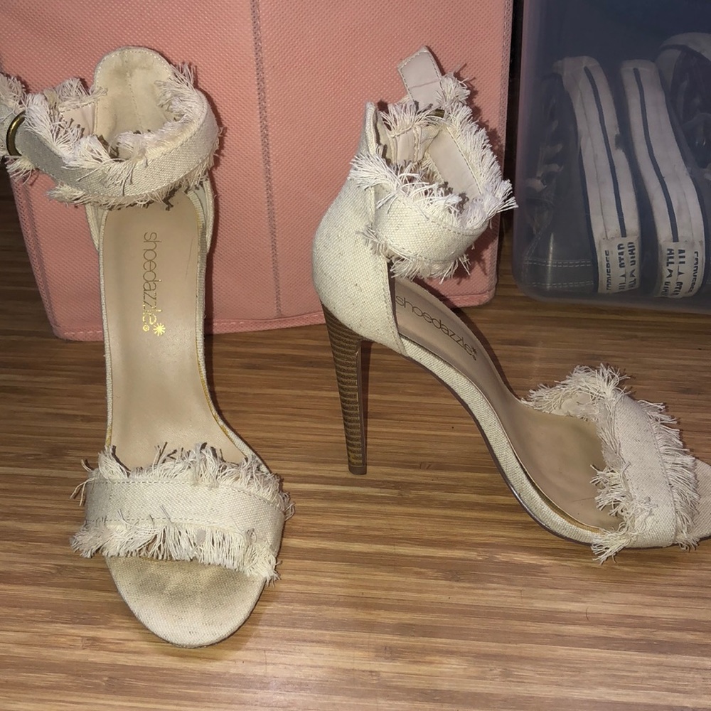 Cream Fringe heels